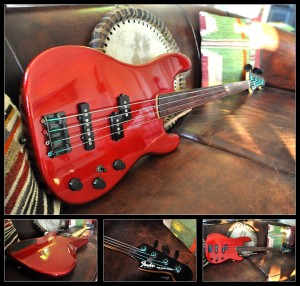 fender jazz special red fretless bass guitar